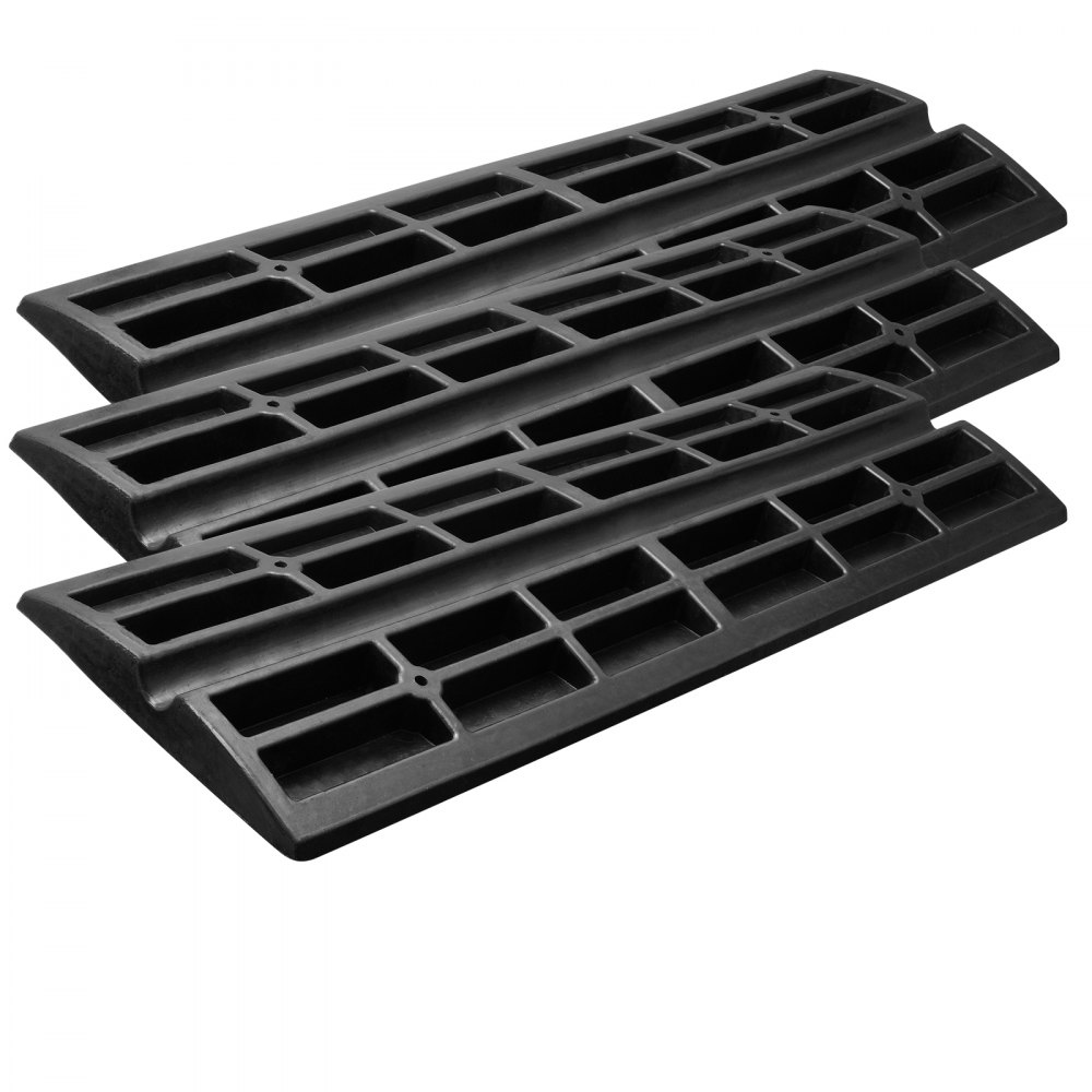 VEVOR 3x Threshold Ramp Solid Rubber Door Threshold Ramp Max. Load Capacity 15Tons Curb Ramp with 5.5x3.5cm Channel Wheelchair Ramp 122x40.5x6.5cm Access Ramp Ideal for Uneven Ground Curbs