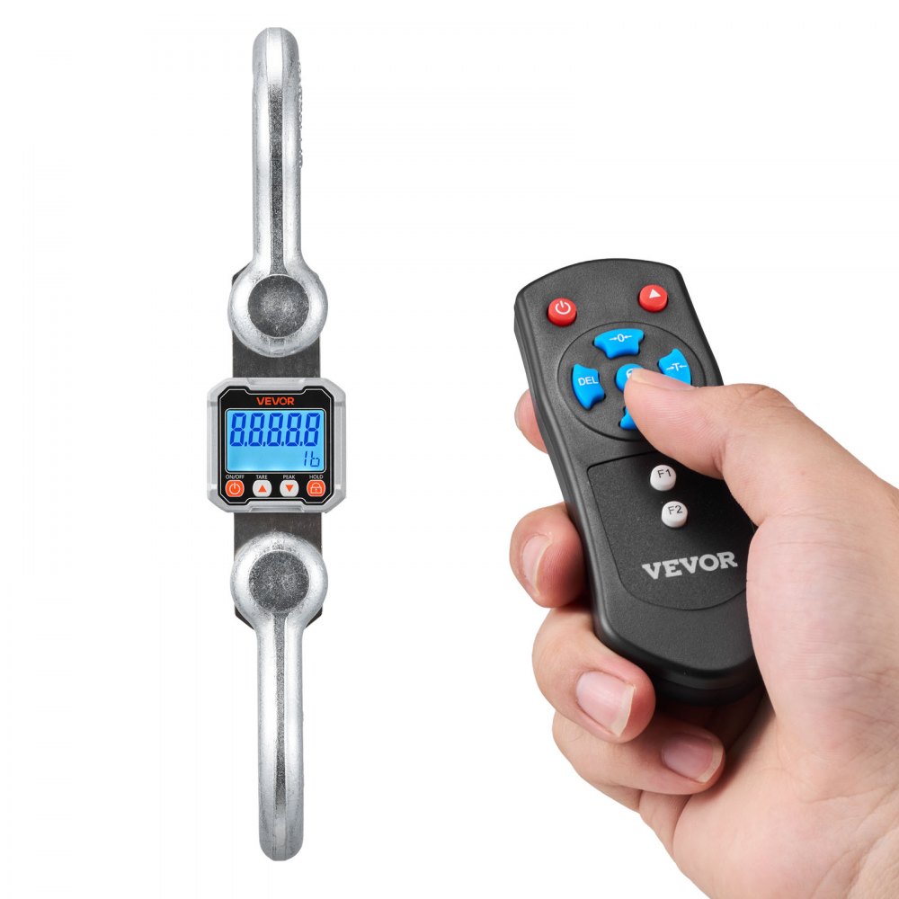VEVOR Kraanweegschaal 10 T, Digitale Hangweegschaal, Industriële Weegschaal met Gegoten Aluminium Behuizing & LCD-display, 2 kg Aflezing & 3-traps Schakelaar, Afstandsbediening, Spelweegschaal, Haakweegschaal voor Garage & Fabriek