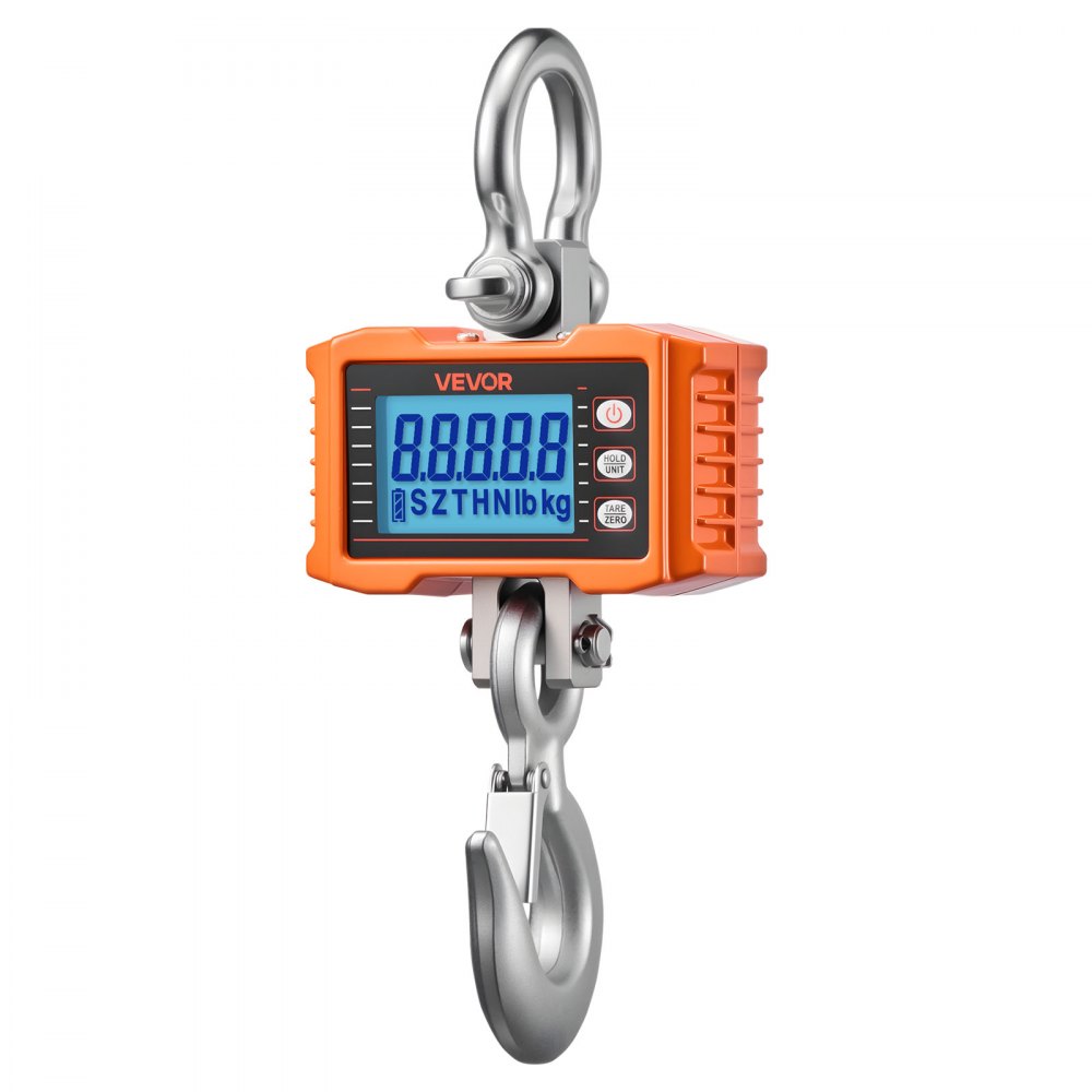 VEVOR Kraanweegschaal 2000 kg, Digitale Hangweegschaal, Industriële Weegschaal met Gegoten Aluminium Behuizing & LCD-display, Aflezing van 500 g & 3-traps schakelaar, Afstandsbediening, Haakweegschaal voor Garage & Fabriek