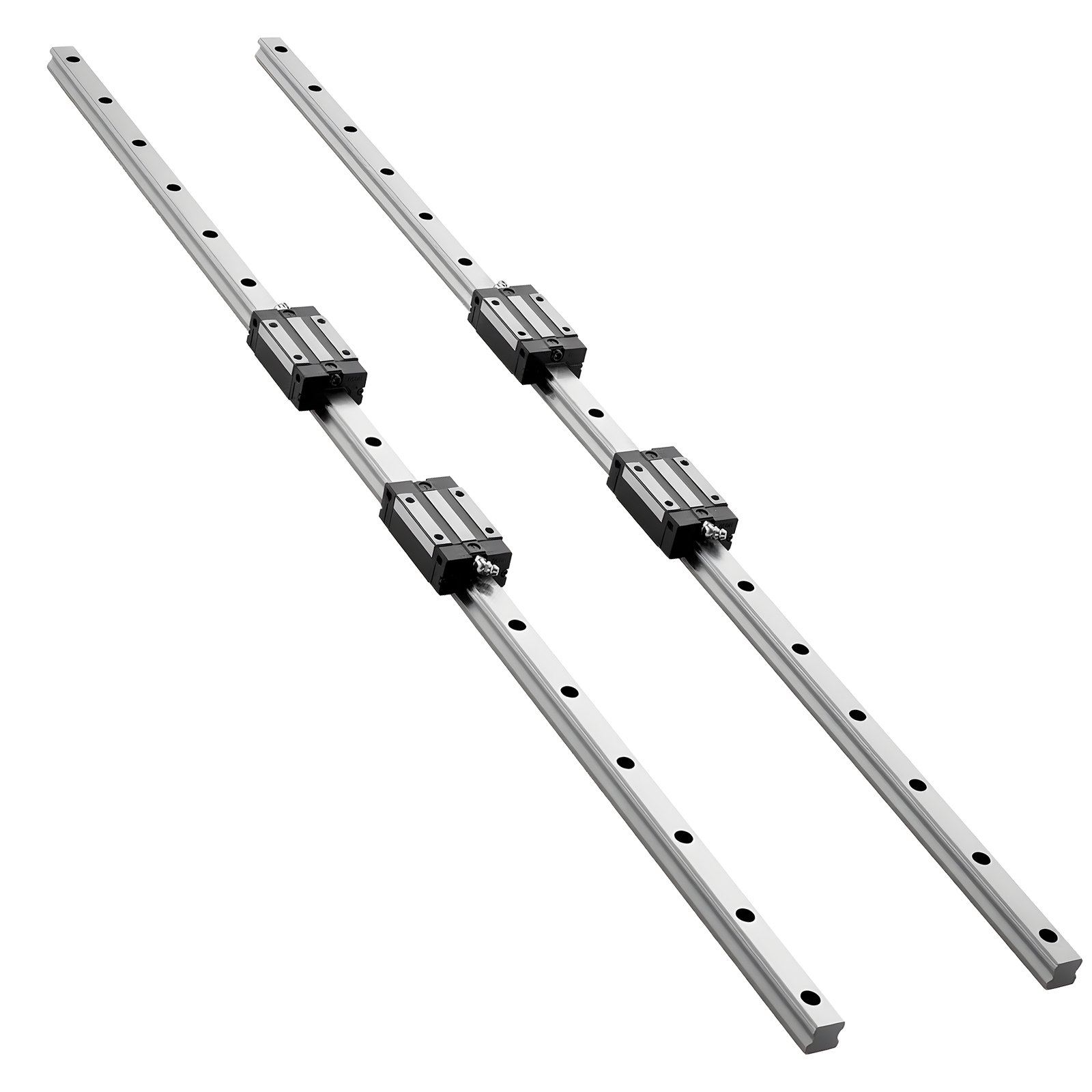 VEVOR Lineaire Geleiders HGR20, 2-pack 1000 mm lineaire rails & 4 schuifblokken, roestvrij staal & hoge precisie, geleiderails voor doe-het-zelf-liefhebbers, CNC-freesmachines, draaibanken, freesmachines, 3D-printers