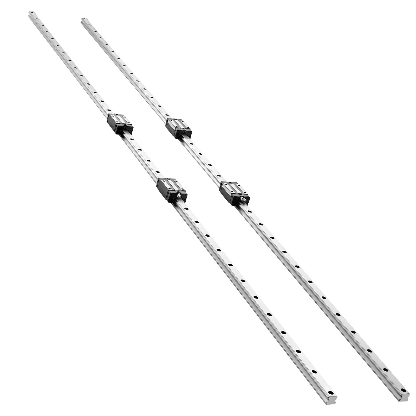 VEVOR Lineaire Geleiders, HGR20, 2-delige set van 2000 mm lineaire geleiders en 4 schuifblokken, roestvrij staal en zeer nauwkeurige set, voor doe-het-zelfprojecten, CNC-freesmachines, draaibanken, freesmachines en 3D-printers.