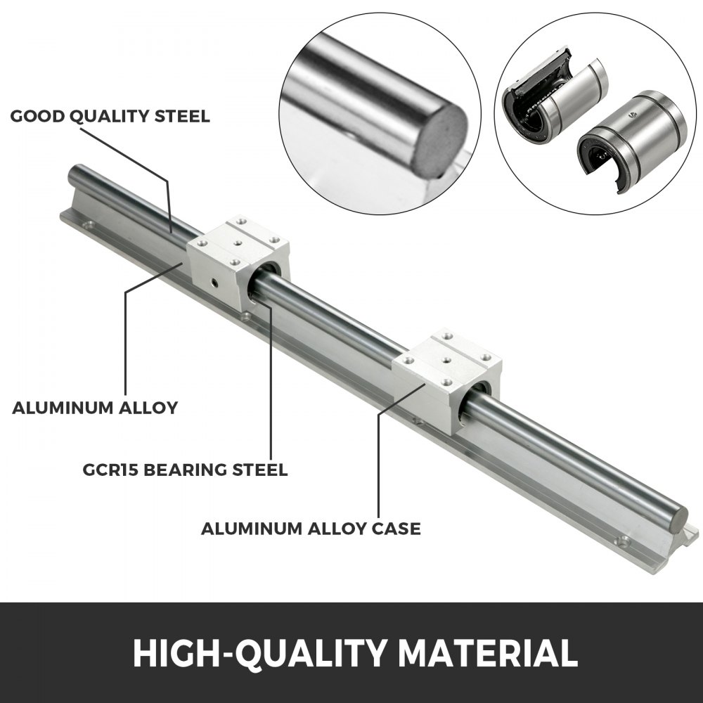 VEVOR Linear Rail 2PCS 400mm SBR16 Linear Slide Rail 4PCS SBR16UU Bearing Block CNC Kit Linear Rails and Bearings Kit CNC Rails Linear Rail Set for CNC Machines Automated Machines and Equipments