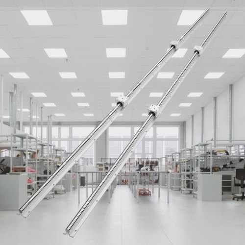 GooEquip Lineaire geleiding, 2 stuks HGR 25, 1000 mm, lineaire rail, met 4 glijblokken, lineaire spoorlengte 1000 mm, lineaire rails voor 3D-printers, CNC-machines, elektrische apparaten