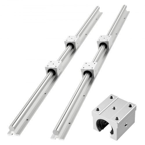 VEVOR lineaire geleiders SBR25, 2-pack 1200 mm lineaire rails & 4 schuifblokken, volledig ondersteunde as, geleiderail voor snij-, slijp-, frees- en boormachines etc.