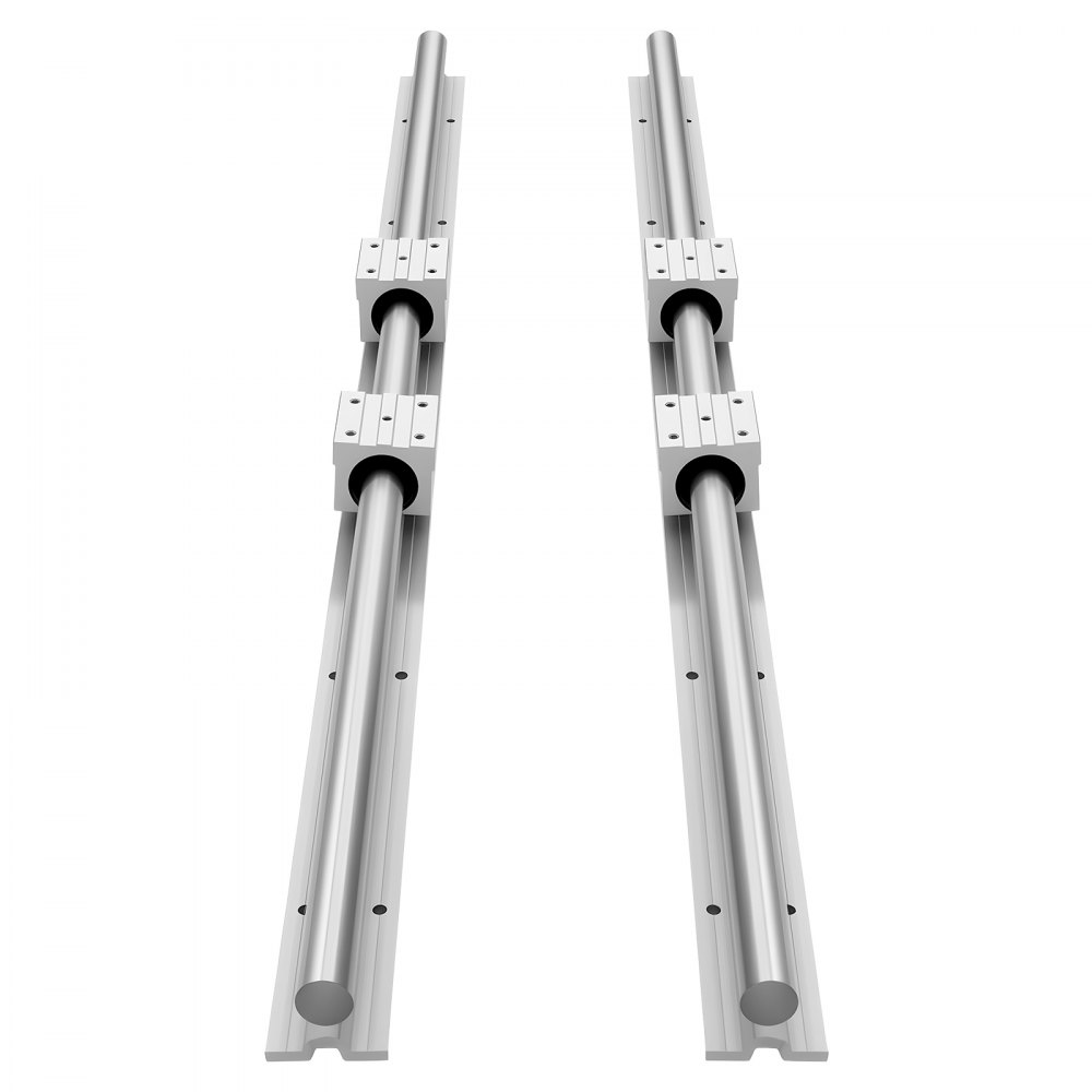 VEVOR lineaire geleiders SBR25, 2-pack 1200 mm lineaire rails & 4 schuifblokken, volledig ondersteunde as, geleiderail voor snij-, slijp-, frees- en boormachines etc.