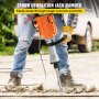 VEVOR Demolition Jack Hammer, 2600W 1800BPM, 1-1/8" Hex Heavy Duty Concrete Breaker with Chisel, Case & Gloves, 220V Industrial Electric Jackhammer for Demolishing, Chipping & Demo, CE Approved, Orang