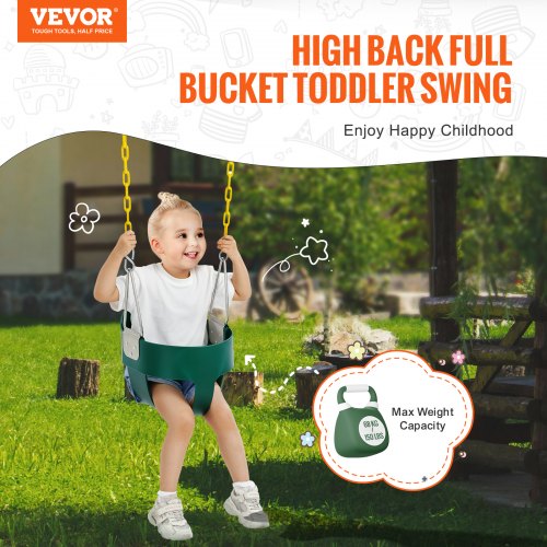 SELEWARE Peuter Swing Set Accessoires, Hoge Rug Volledige Emmer Swing