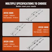 VEVOR lineaire geleiderailset, SFC16 1000 mm, 2 stuks 39,4 "/1000 mm SFC16 geleiderails, 4 stuks SC16 schuifblokken, 4 stuks railsteunen, lineaire rails en lagerset voor geautomatiseerde ma