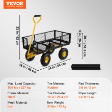 VEVOR Opvouwbare Wagen Tuin Wagen Transportwagen Strandkar handkar tuinwagen materiaalwagen strandwagen tuinwagen 227kg staal