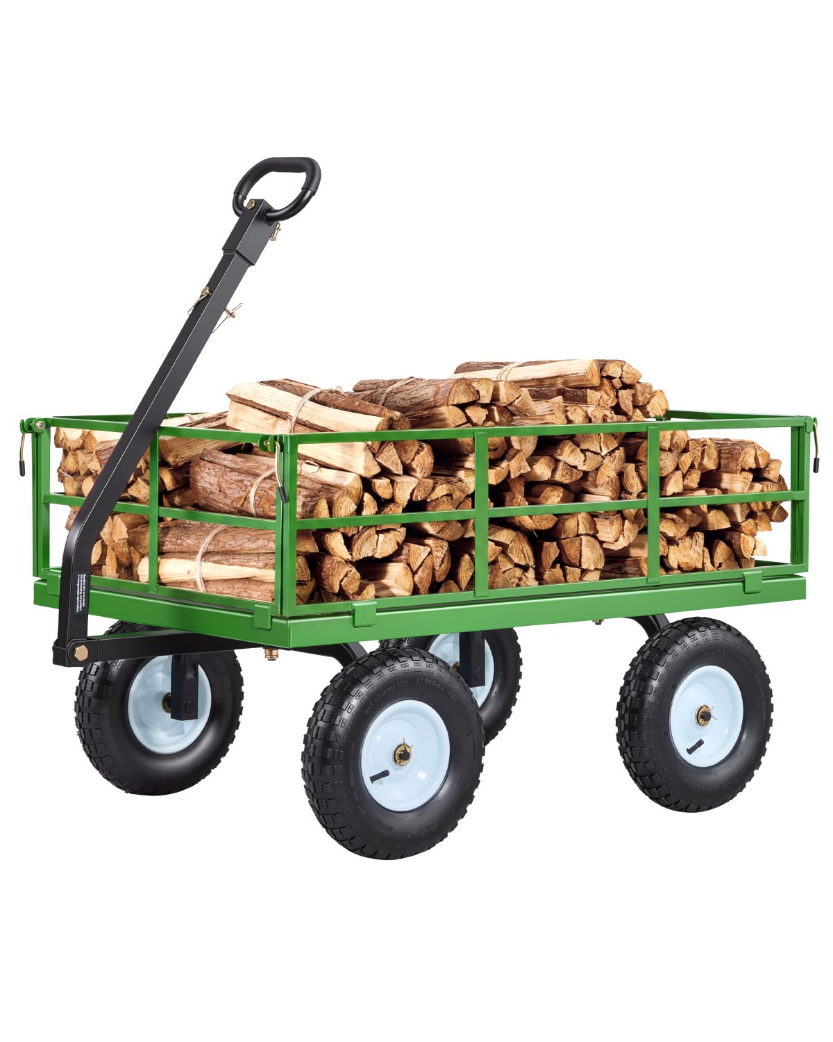 VEVOR-wagen 110x75x67 cm, transportwagen, tuinwagen, gereedschapswagen, 2-in-1 handwagen, met all-terrain banden, afneembare zijpanelen van gaas en 180° draaibare handgreep, groen/zwart