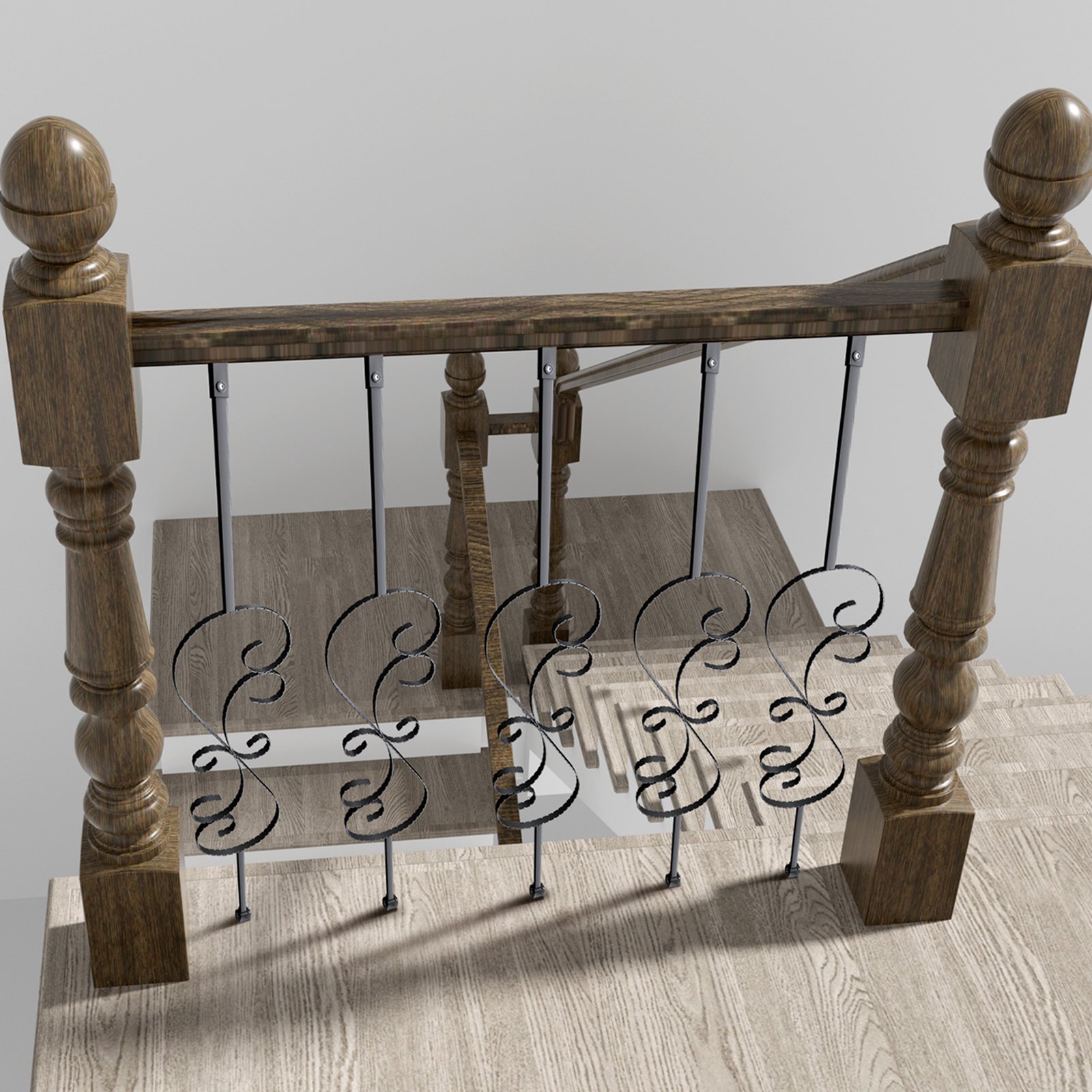 VEVOR trapleuningroede, poortroede, decoratieve roede, hekwerkroede, gegalvaniseerd staal 185 x 20 x 1118 mm, balusters, traproede, trapsporten, mat zwart, ideaal voor trappen en leuningen binnenshuis