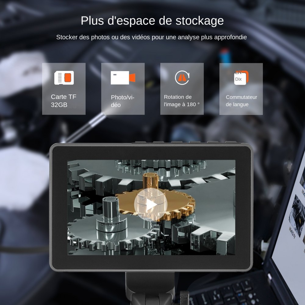 VEVOR Articulerende endoscoopcamera met licht, tweerichtings-articulerende endoscoopinspectiecamera met 6,4 mm kleine lens, 5-inch IPS 1080P HD-scherm, 8x zoom, 8 LED-lichtcamera voor auto, loodgieterswerk (4,9 ft)