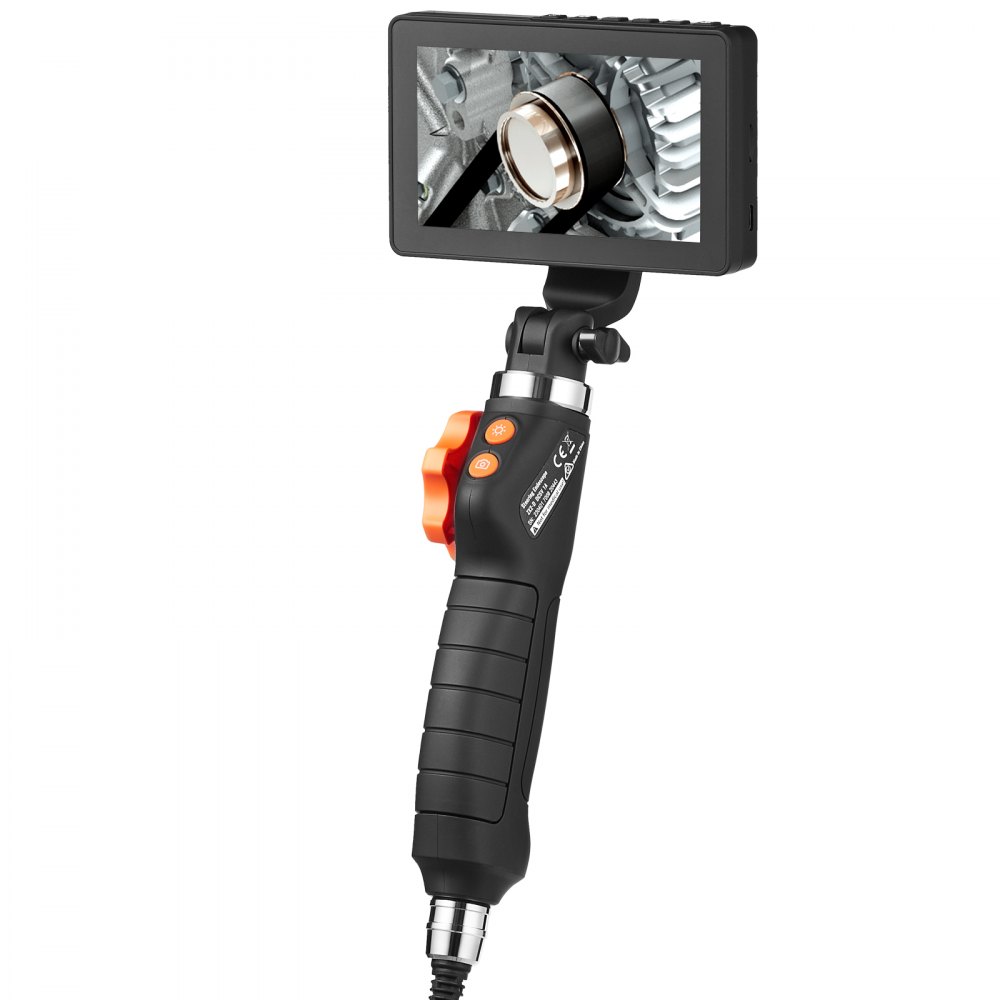 VEVOR Articulating Borescope Camera with Light, Two-Way Articulated Endoscope Inspection Camera with 6.4mm Tiny Lens, 5" IPS 1080P HD Screen, 8X Zoom, 8 LED Light Camera for Auto, Plumbing (4.9 FT）
