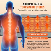 VEVOR Verwarmingsriem Warmteriem Rugwarmer PU-leer 48 Jade & 24 Toermalijnsteen