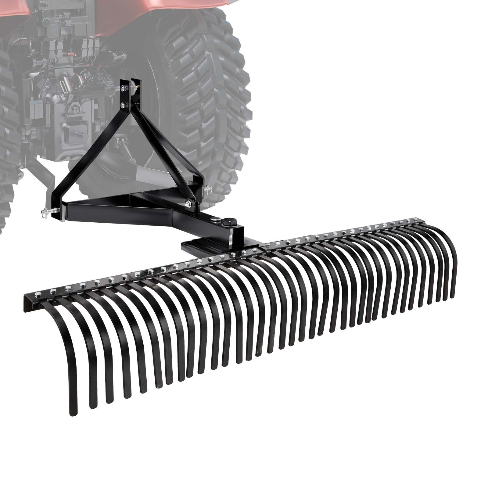 VEVOR Verticuteermachine, 1830 mm werkbreedte, gazontractorhark met 36 robuuste stalen tanden, tractorcompatibele tuinhark met driepuntsophanging, gazonbeluchter, ideaal voor bodembewerking en gazonverzorging