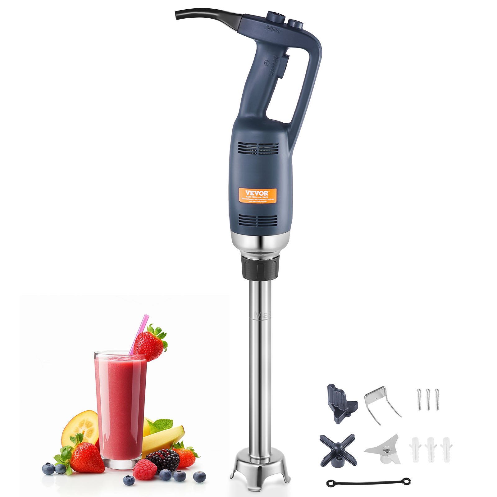 VEVOR Commerciële Staafmixer, 350W Heavy-Duty Handmixer, 16-Inch Traploze Variabele Snelheidsblender met RVS Mes, Draagbare Multifunctionele Blender voor Soepen, Sauzen, Aardappelpuree, Room