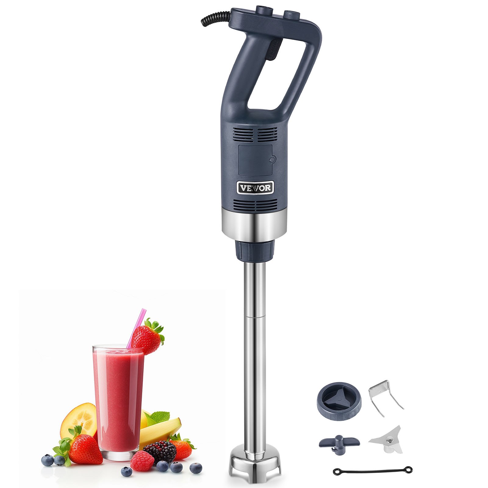 VEVOR Commercial Immersion Blender, 500W Heavy Duty Hand Mixer, 16 inch Stepless Variable Speed Mixer with Stainless Steel Blade, Multi-Purpose Portable Mixer for Soup, Sauces, Mashed Potatoes, Cream
