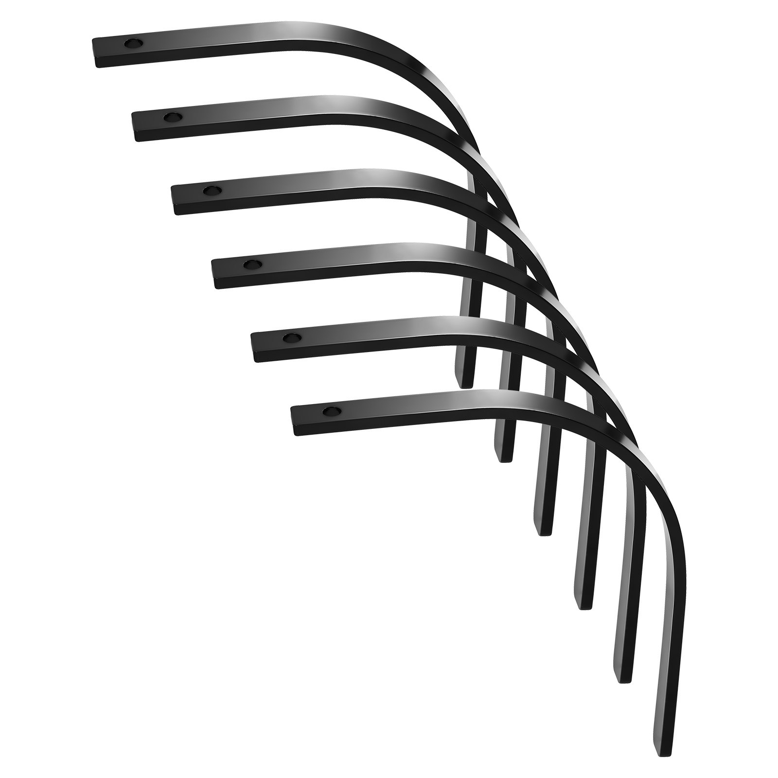 VEVOR Vervangende tanden voor hooihark van gazontractor, set van 6, boutbevestiging, steenharktanden, 11 mm boutgat, hoogwaardig en hittebehandeld staal, harktanden, reserveonderdelen voor hooiharken