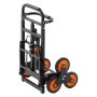 VEVOR Opvouwbare trapklimwagen, 100 kg draagvermogen, trapklimmer met telescopische handgreep, 6 wielen en 2 spanbanden, transportkar, trapklimwagen, stapelbare handkar voor huishoudelijk gebruik, boodschappen en opslag