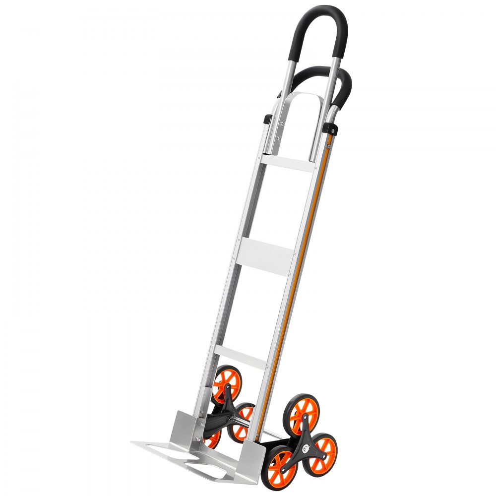 VEVOR opvouwbare trapklimwagen, 150 kg draagvermogen, trapklimwagen van aluminiumlegering met telescopische handgreep, 6 wielen en 2 spanbanden, stapelbare handkar voor huishoudelijk gebruik, boodschappen en opslag