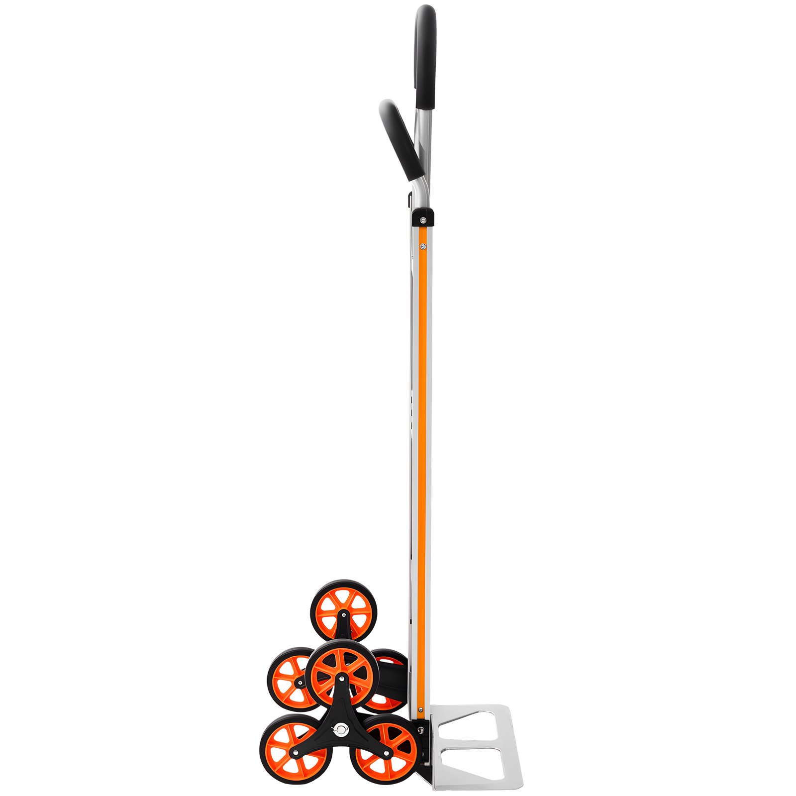 VEVOR opvouwbare trapklimwagen, 150 kg draagvermogen, trapklimwagen van aluminiumlegering met telescopische handgreep, 6 wielen en 2 spanbanden, stapelbare handkar voor huishoudelijk gebruik, boodschappen en opslag