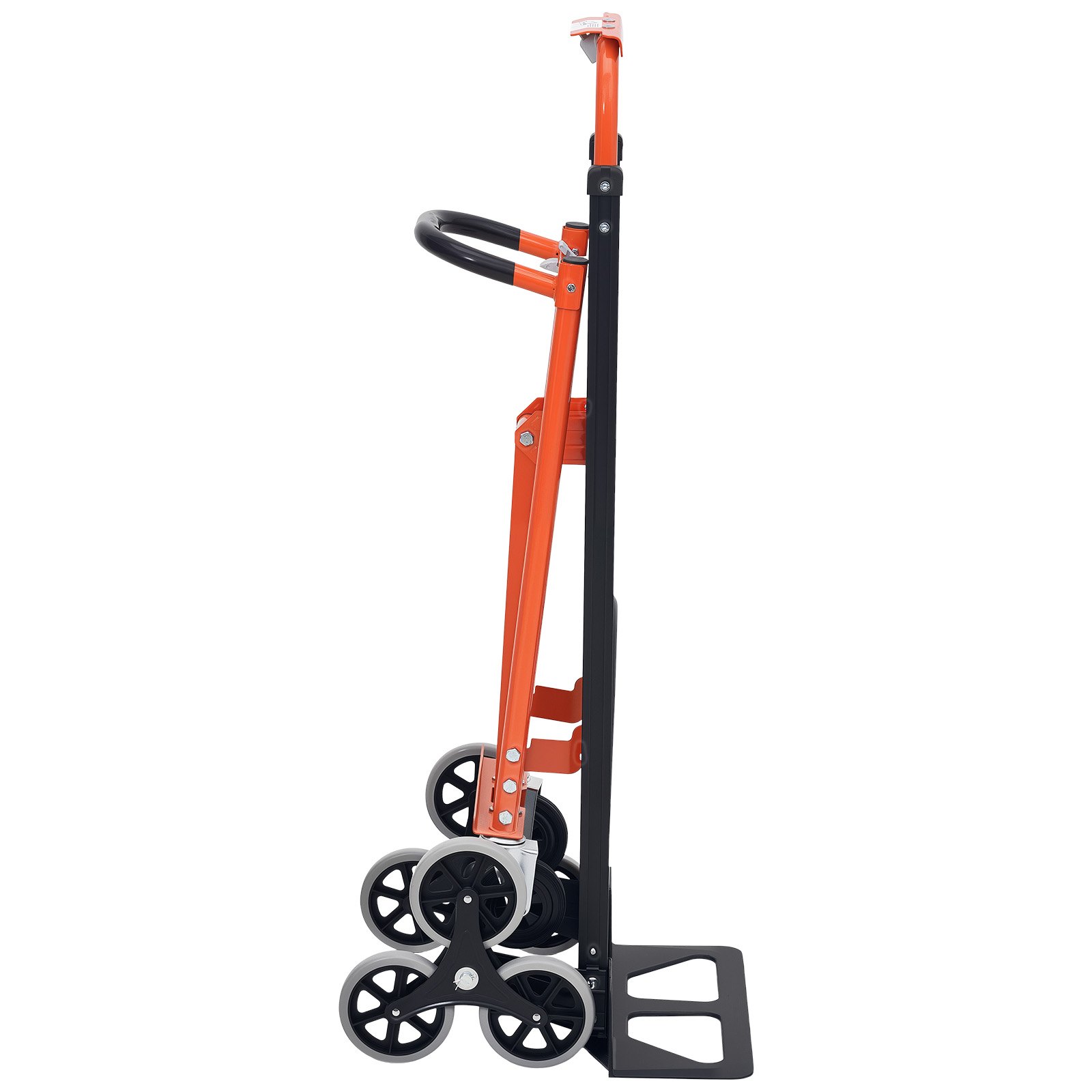 VEVOR 3 in 1 Industrial Convertible Stair Climbing Cart, 350 kg Max Load, Folding Hand Truck Dolly with Handle & Wheels, Stair Climbing Utility Trolley for Transport & Moving, Orange & Silver