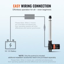 VEVOR 6000N Linear Actuator DC 12V Linear Drive IP44 Electric Linear Motor 250mm Stroke Length Noise Level ≤ 50dB Electric Door Opener 5mm/s Travel Speed ​​Linear Technology Adjustment Drive