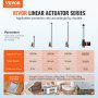 VEVOR 6000N Linear Actuator DC 12V Linear Drive IP44 Electric Linear Motor 200mm Stroke Length Noise Level ≤ 50dB Electric Door Opener 5mm/s Travel Speed ​​Linear Technology Adjustment Drive