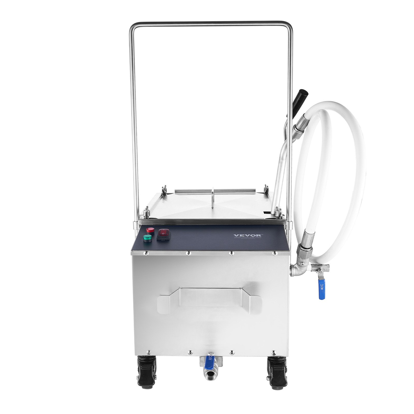 VEVOR Mobiel frituurfilter, 38 liter olietankinhoud, oliefiltratiesysteem met een oliefiltratiesnelheid van 10 l/min, oprolbaar frituuroliefiltersysteem met zwenkwielen, olieslang voor restaurants