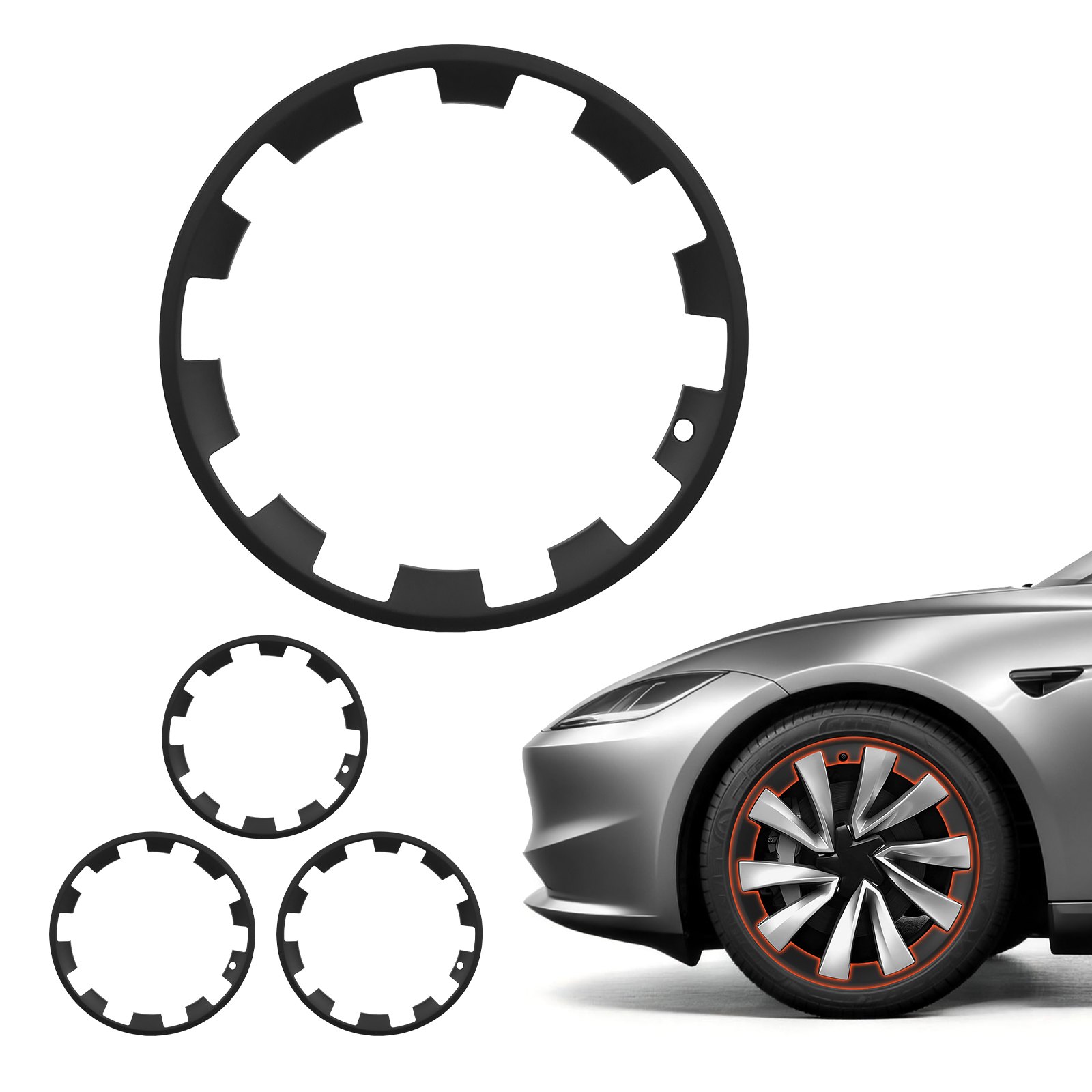 VEVOR 4x Wielkappen voor Tesla Model Y 2025, 20-inch wieldoppen van ABS-kunststof, set van 4 wielkappen met 10 spaken en kliksysteem, R20 wielkappen voor decoratie en stofbescherming, matzwart