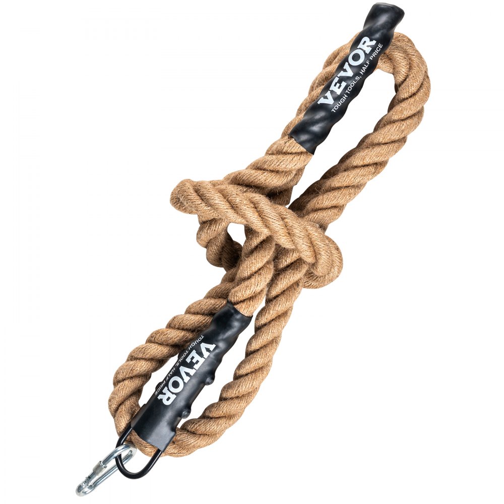 VEVOR Klimtouw Fitness Training Touwhal, 3,05 m Lengte, 38,1 mm Diameter, Trainingstouw, Multifunctioneel Jute Touw, 227 kg, Klimoefeningen, Krachttraining voor Bergbeklimmen, Kamperen
