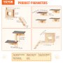 VEVOR Wandgemonteerde Kattenplanken, Kattenwandplanken en Zitstokken met Springplatformen, Kattenbedden, Hangmatten en Krabpalen, Kattenmeubels en Planken tot 18 kg voor Slapen, Spelen, Klimmen, Set van 9