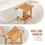VEVOR Teak Shower Bench, 22 x 14.4 x 18.5 in, Waterproof Wood Shower Stool with Storage Shelf Handle Non-Slip Feet, 300 lbs Maximum Load Capacity Shower Chair Seat, for Bathroom Indoor and Outdoor Use