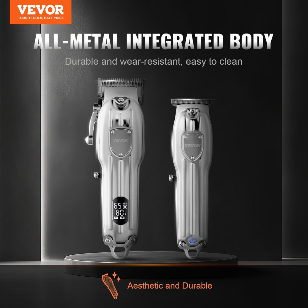 VEVOR Professional Hair Clipper for Men, Cordless Barber Clippers and Trimmers Set, LCD Display Beard Trimmer for Hair Cutting, Men's Beard Grooming Kit with 14 Guide Combs for Home Barber, Ideal Gift