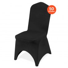 VEVOR 50 stuks, zwart stoelhoezen gemaakt van elastisch spandex voor klapstoelen, universele pasvorm, gebogen voorkant, afneembare en wasbare hoezen, voor bruiloft, vakantie, feest, feest