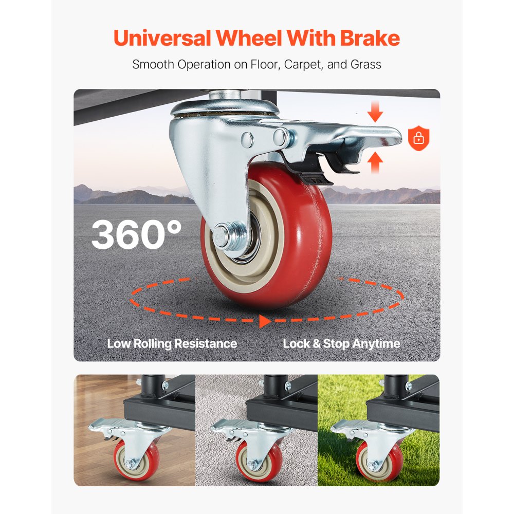 VEVOR Opvouwbare stoelstandaard, draagvermogen 136 kg, L-vormige stoelkar voor verticale plaatsing van 25 stoelen, metalen transportkar met rubberen wielen, multifunctionele stoelhouder, matzwart