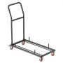 VEVOR opklapbare stoelstandaard, draagvermogen 136 kg, L-vormige horizontale stoeltrolley voor 25 stoelen, robuuste metalen stoelopbergwagen met rubberen wielen en houders, grote stoelhouder, matzwart