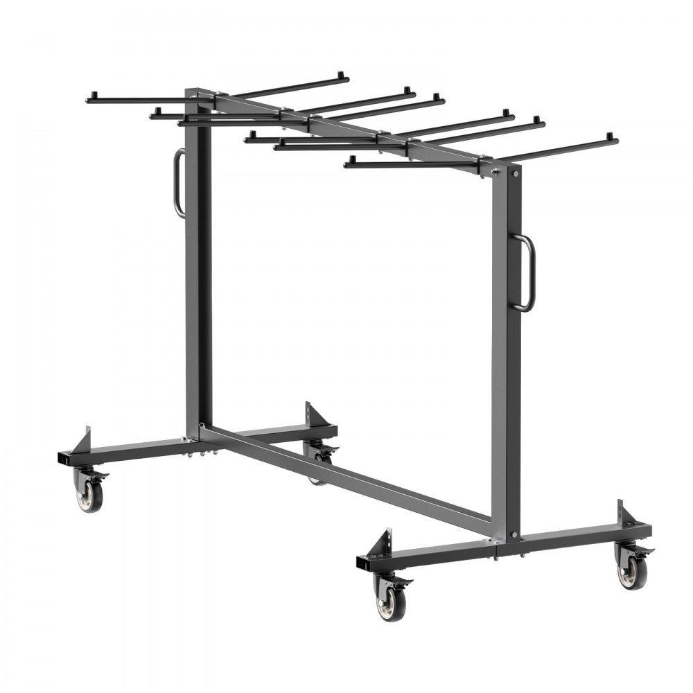 VEVOR opklapbare stoelstandaard, draagvermogen 181 kg, opklapbare stoeltrolley voor 42 stoelen of 12 tafels, multifunctionele stoeltrolley met rubberen wielen en houders, grote stoelhouder, matzwart