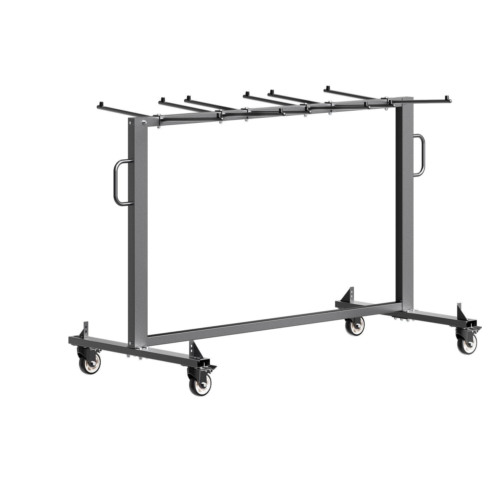 VEVOR opklapbare stoelstandaard, draagvermogen 181 kg, opklapbare stoeltrolley voor 42 stoelen of 12 tafels, multifunctionele stoeltrolley met rubberen wielen en houders, grote stoelhouder, matzwart