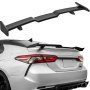 VEVOR gt wing car spoiler on a white sedan with a close-up of the rear and the spoiler in detail.