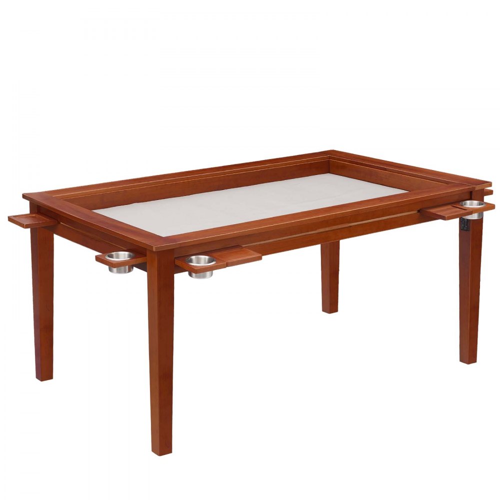 VEVOR Bordspeltafel 160x100x76cm 2-in-1 Spel- & Eettafel Draagvermogen 200kg, Ruim voor 6 spelers, Massief hout, met afneembare tafelbladen, bekerhouders, leren speelmat en uitschuifbare dienbladen