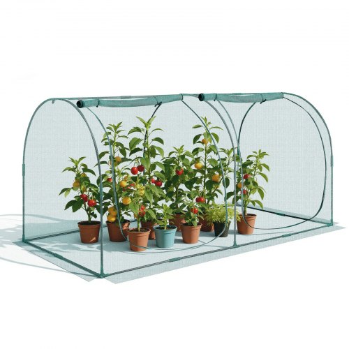 VEVOR plantenbeschermingstent, 2489x1200x1200 mm, plantenbeschermingsnet, deur met ritssluiting, winddicht, plantenkooi/kas voor verhoogde plantenbedden, buiten, tuin, terras