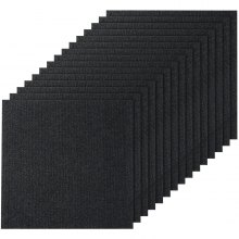 VEVOR Schil en plak tapijttegels 24" x 24" zelfklevende tapijtvloertegels Zacht gevoerde tapijttegels DIY-installatie voor slaapkamer woonkamer (15 stuks, zwart)