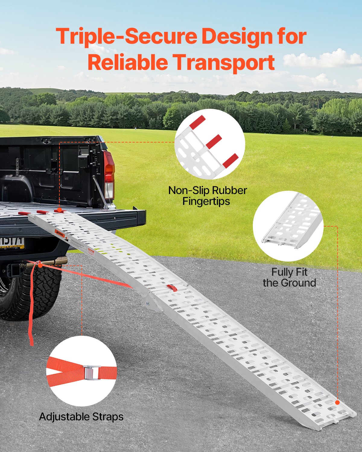 VEVOR Aluminum Ramps, 750 lbs, 1Pcs Heavy-duty Ramps with Wider Ramp Surface, Universal Stable Loading Ramp with Handles, Fit for Motorcycle, Electric Bicycle, Bicycle, etc.