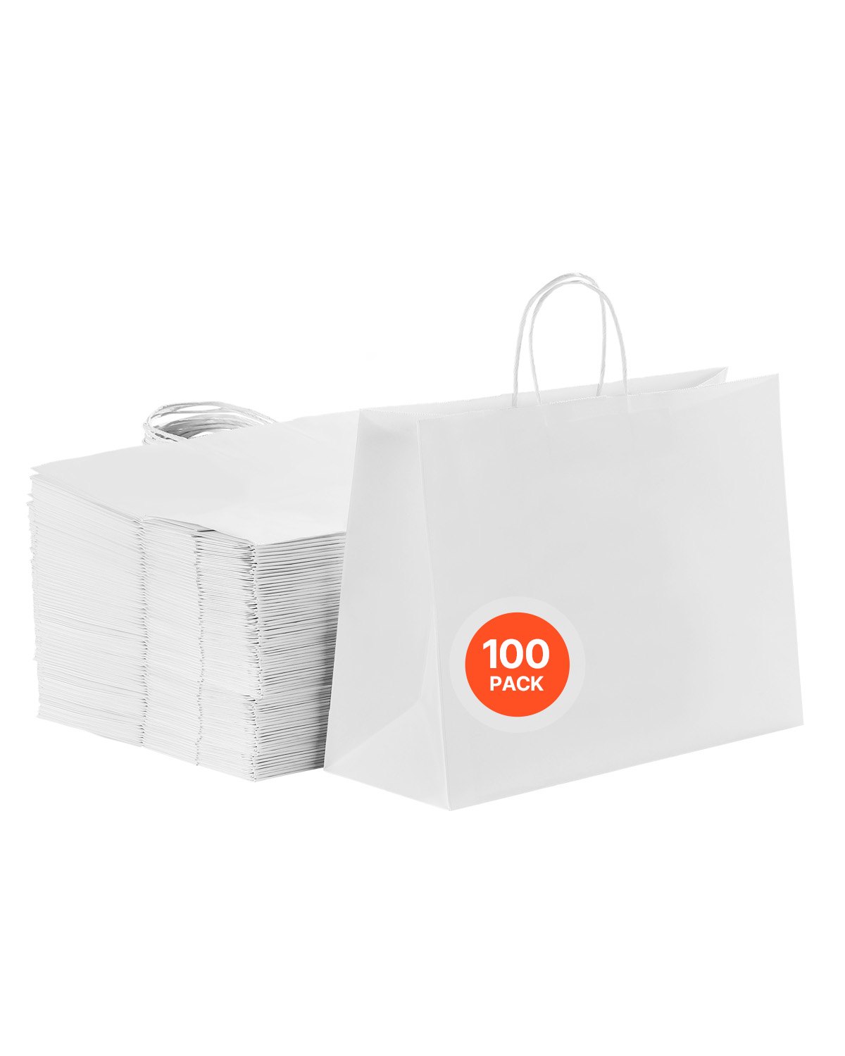 VEVOR Papieren Draagtassen, 100 Stuks, Kraft Papieren Tassen met Handvatten, 406x152x308 mm, Grote Herbruikbare Cadeautassen, Boodschappentassen, voor Verjaardagen, Bruiloften, Winkelen, Cadeaus, Wit