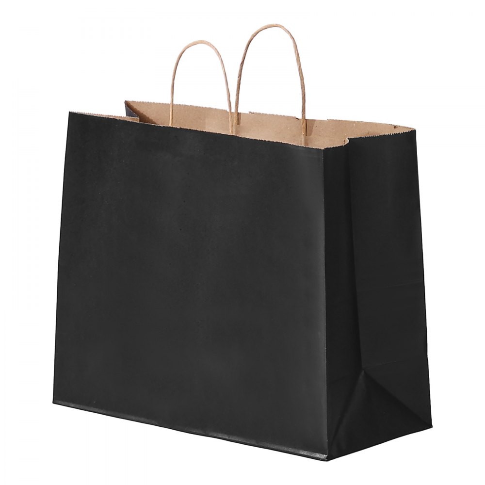 VEVOR Kraft Paper Bags with Handles, 50Pcs 16 x 6 x 12 in, Large Paper Grocery Bags, Reusable & Recycled Take-Out Sacks, Plain Party Bag Bulk for Birthday, Wedding, Business, Goody, Black