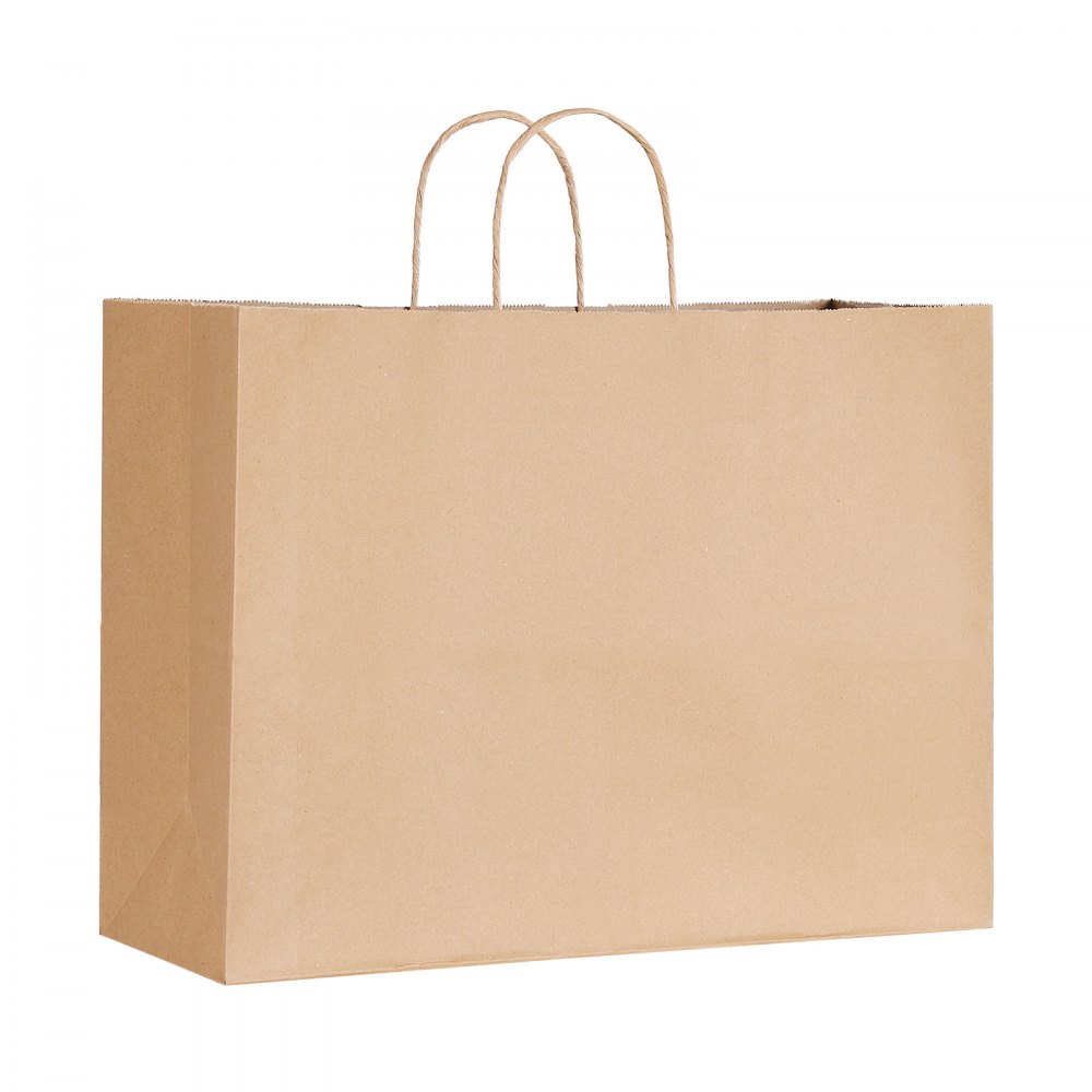 VEVOR Kraft papieren tassen, 50 stuks, cadeautassen met handvatten, 406x152x308 mm, grote boodschappentassen, papieren draagtassen, kraft tassen voor verjaardagen, bruiloften, winkelen, cadeaus, bruin