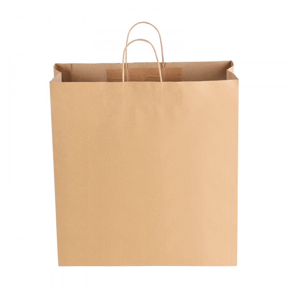 VEVOR Kraft-papieren tassen, 100 stuks, cadeautassen met handvatten, 457 x 178 x 483 mm, grote boodschappentassen, papieren draagtassen, krafttassen, voor verjaardagen, bruiloften, winkelen, cadeaus, bruin