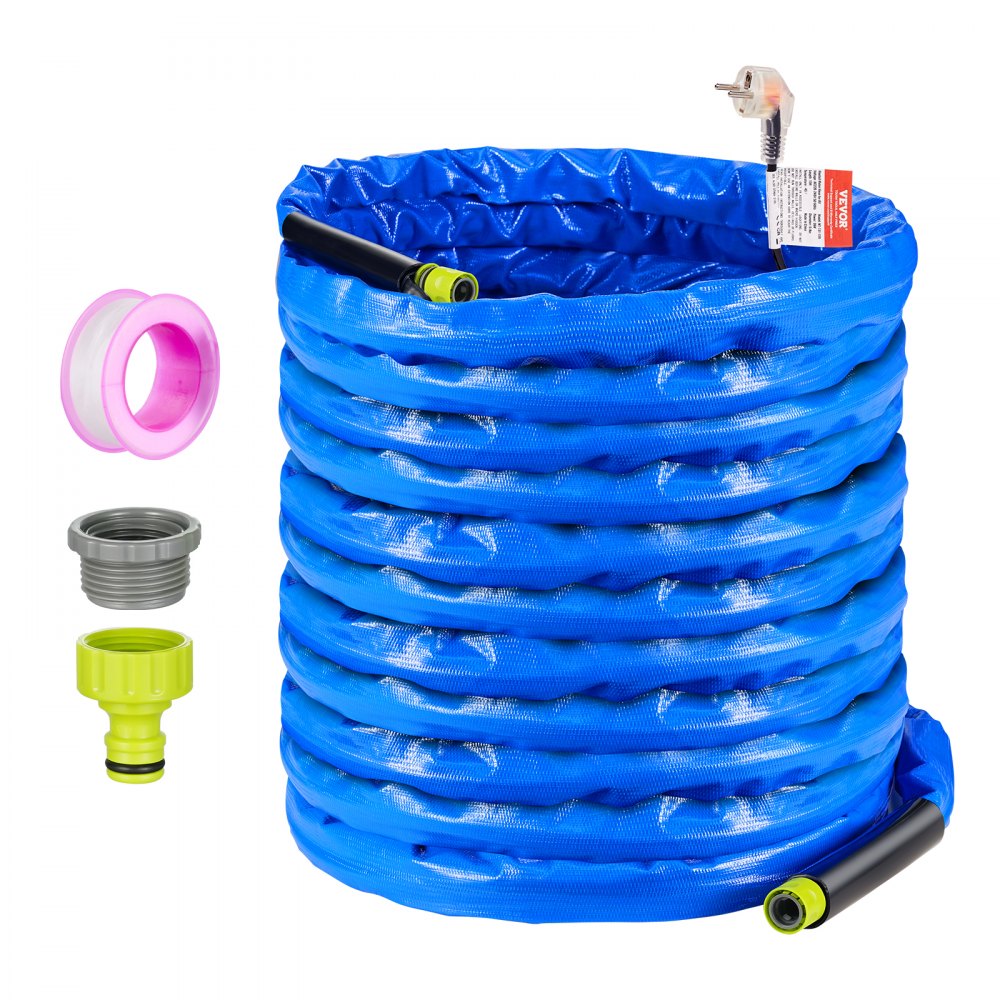 VEVOR 100ft Heated Water Hose for RV, Heated Drinking Water Hose with Corrugated Cover Antifreeze to -45°F, Automatic Self-regulating, 5/8" I.D. with Quick-connect Fitting Set, Lead and BPA Free