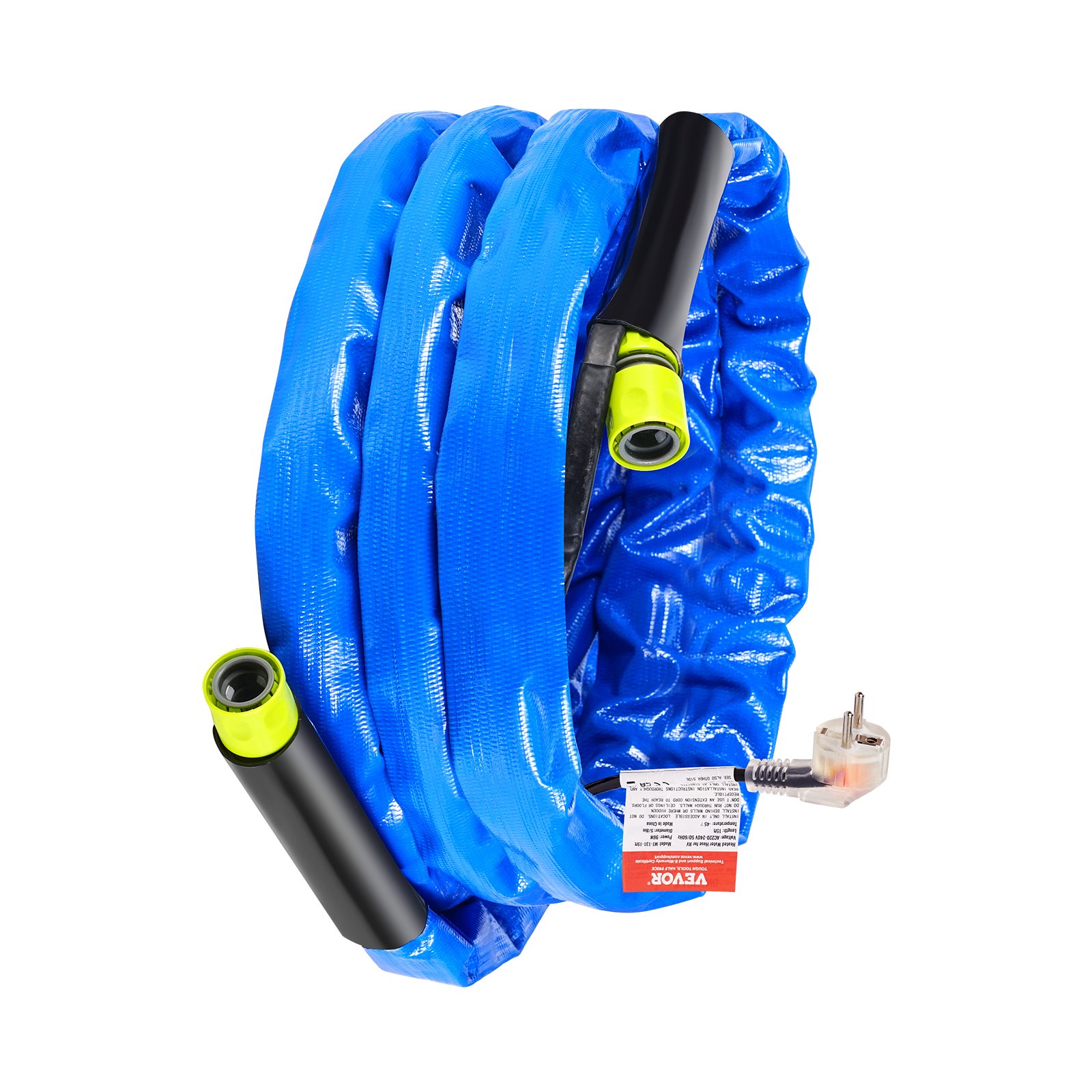 VEVOR 15ft Heated Water Hose for RV, Heated Drinking Water Hose with Corrugated Cover Antifreeze to -45°F, Automatic Self-regulating, 5/8" I.D. with Quick-connect Fitting Set, Lead and BPA Free